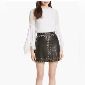 Alice + Olivia Riley Studded Black Leather Skirt